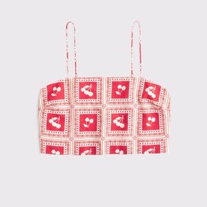 Abercrombie & Fitch Red Cherry Print Crop Top